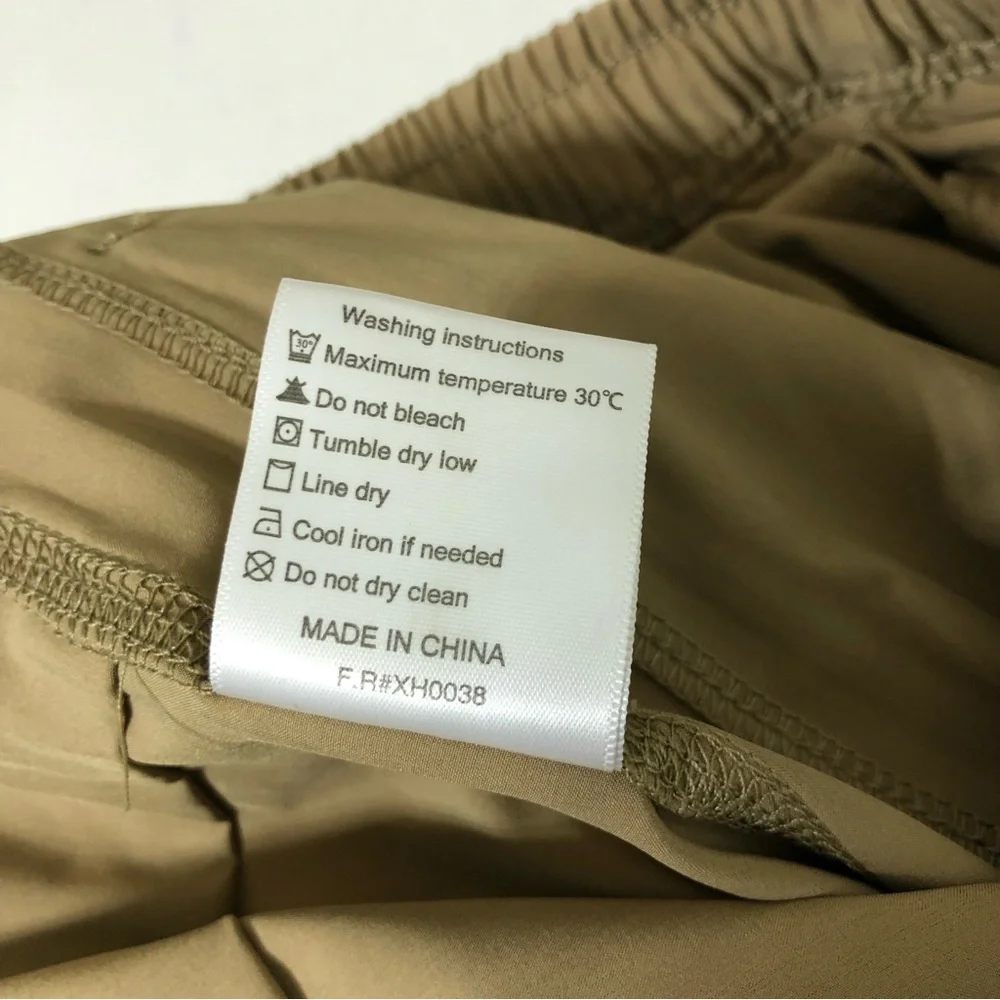 Travels Together By You Ruched Drawstring Waist Pocket Lightweight Khaki Pants L